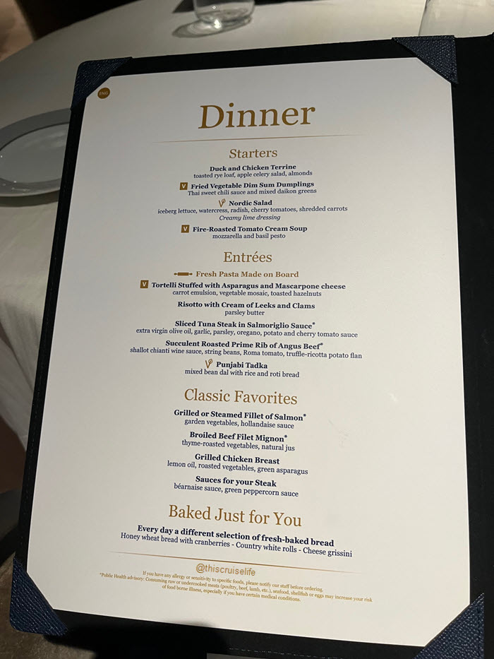 MSC Yacht Club Menus (2024) with Pictures