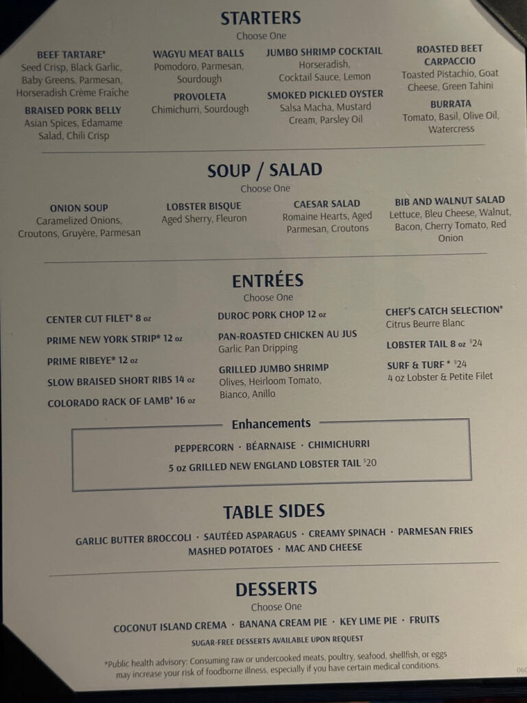 Margaritaville At Sea JWB Prime Steakhouse Menu and Photos
