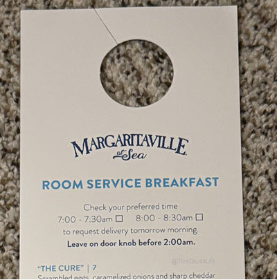 Margaritaville at Sea Room Service Menu