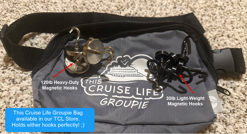 Close-up of two different types of magnetic hooks: Light-weight and Heavy-duty