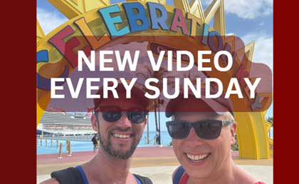 Photo of Mark and Rocky at Celebration Key with text that reads New Video Every Sunday