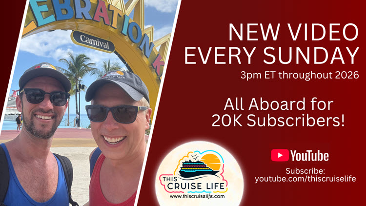 Image that says New Video Every Sunday for the cruise videos announcement